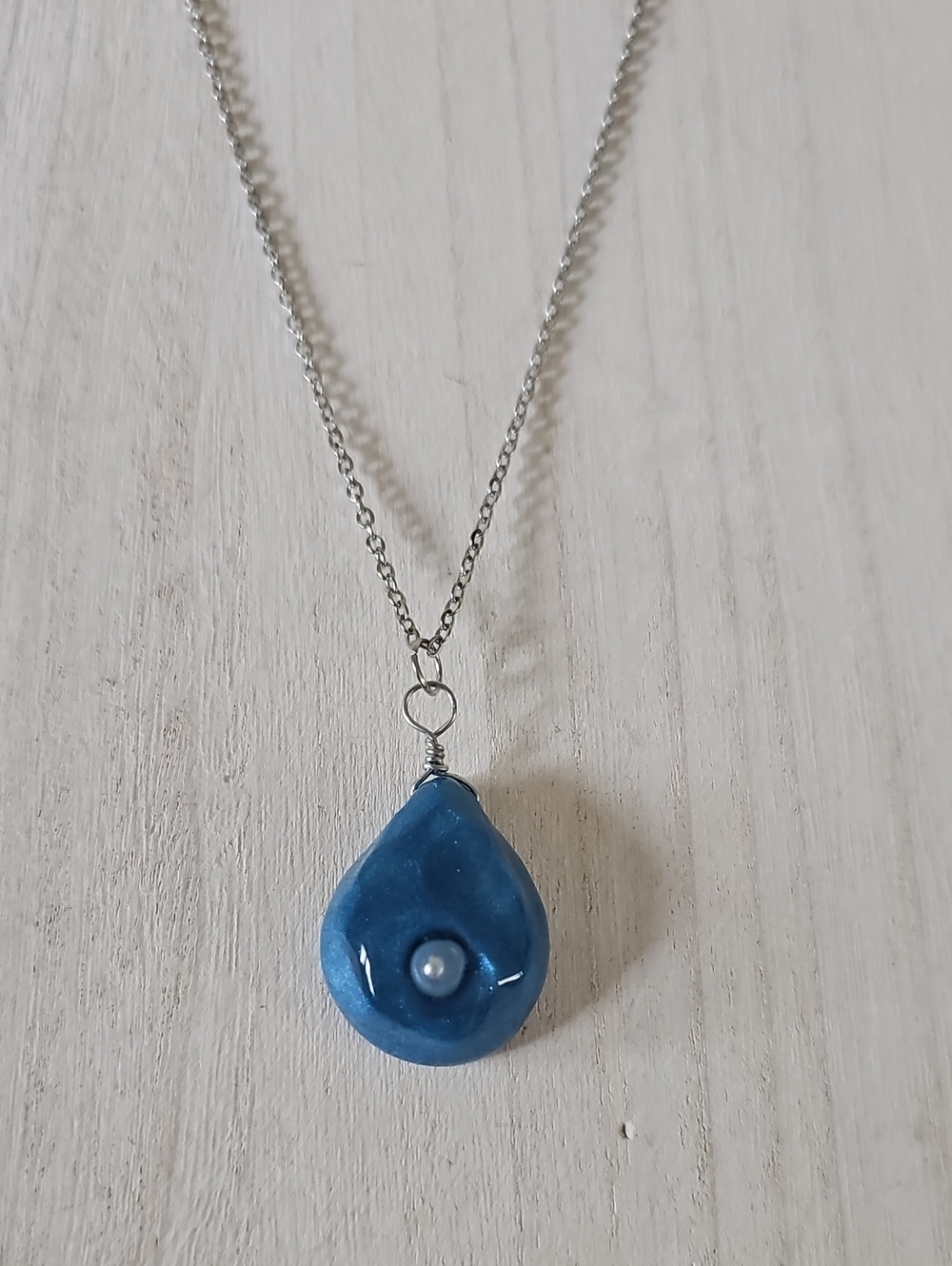 Blue Teardrop Ocean Pendant Necklace